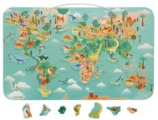 Dřevěná magnetická mapa světa Dinosauři - 0 ks