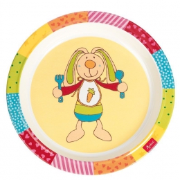 Sigikid Melaminový protiskluzový talířek pro děti zajíček Rainbow Rabbit