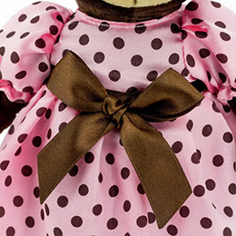 Plyšový medvídek Milk - růžové puntíkované šaty, stojící