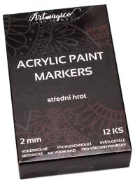 Akrylové fixy Střední hrot 2 mm - 12 barev