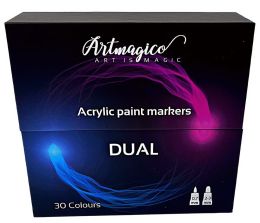 Akrylové fixy DUAL se dvěma hroty - 30 barev