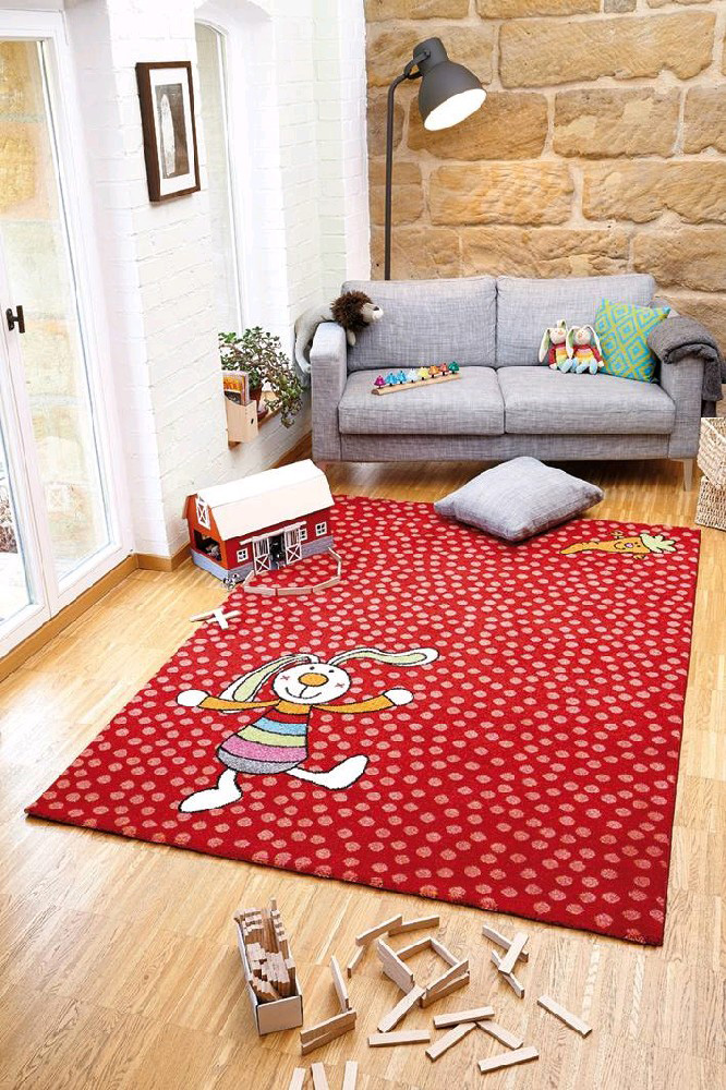 Dětský koberec Rainbow Rabbit červený