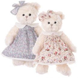 Plyšový medvěd Bella Sophie v šatech s růžovými květy - 0 ks