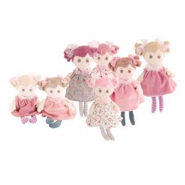 Látková panenka Summer girl - světle růžové sametové šaty - 0 ks