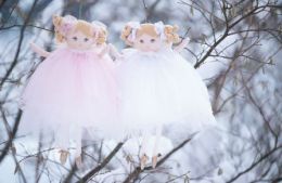 Látková panenka anděl Snowlakes angel - růžové šaty - 0 ks