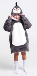 Hřejivá televizní mikinová deka s kapucí pro děti 3-6 let - Tučňák