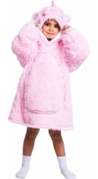 Noxxiez Hřejivá televizní mikinová deka s kapucí pro děti 3-6 let - Jednorožec
