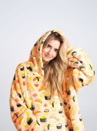 Hřejivá televizní mikinová deka s kapucí pro teenagery a dospělé - Sushi