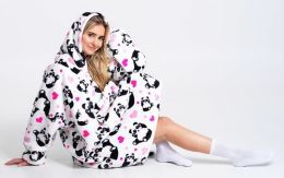 Hřejivá televizní mikinová deka s kapucí pro teenagery a dospělé - Panda