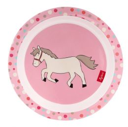 Melaminový protiskluzový talířek pro děti kůň Hoppe Dot - 0 ks
