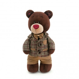 Plyšový medvídek Choco v kabátku a kalhotách - 1 ks