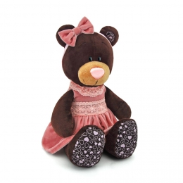 Plyšový medvídek Milk - růžové šaty, sedící - 1 ks