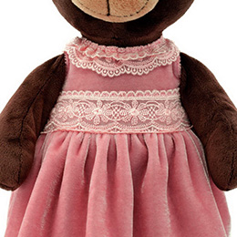 Plyšový medvídek Milk - růžové šaty, sedící