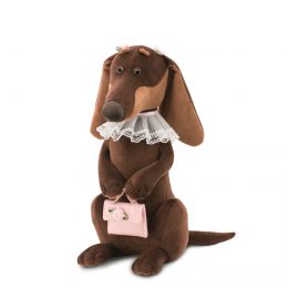 Plyšový pes jezevčík Emma s kabelkou - 1 ks
