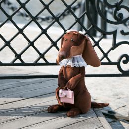 Plyšový pes jezevčík Emma s kabelkou