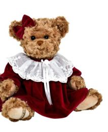 Plyšový medvěd Lovely Daughter Nora - červenobílé šaty
