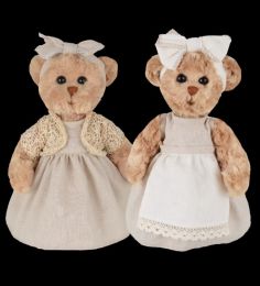Plyšový medvěd Pretty Margareta v šatech s bílou zástěrkou - 0 ks