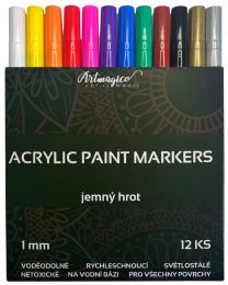 Artmagico Akrylové fixy Jemný hrot 1 mm - 12 barev