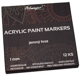 Akrylové fixy Jemný hrot 1 mm - 12 barev