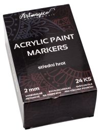 Akrylové fixy Střední hrot 2 mm - 24 barev