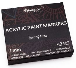 Akrylové fixy Jemný hrot 1 mm - 42 barev