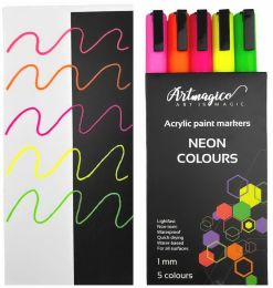 Akrylové fixy SMART s jemným hrotem - neonové 5 barev