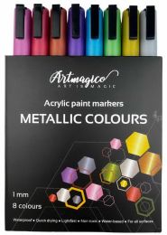 Artmagico Akrylové fixy SMART s jemným hrotem - metalické 8 barev
