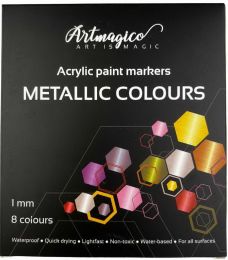 Akrylové fixy SMART s jemným hrotem - metalické 8 barev