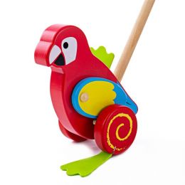 Dřevěný jezdík - hračka na tyči Papoušek - 0 ks