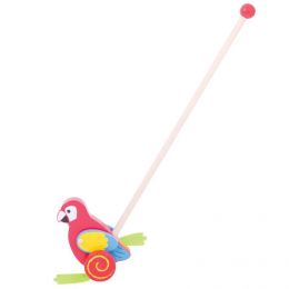 Dřevěný jezdík - hračka na tyči Papoušek