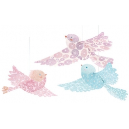 Djeco Papírové tvoření - dekorace k zavěšení Třpytiví ptáčci