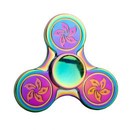 Fidget Spinner kovový se vzorem - antistresová hračka - duhový - 1 ks