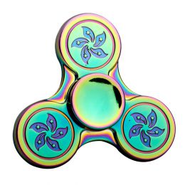 Fidget Spinner kovový se vzorem - antistresová hračka - duhový