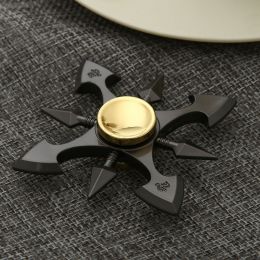 Fidget Spinner osmiramenný - antistresová hračka - kovový, šedo-zlatý - 1 ks