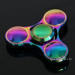 Fidget Spinner kovový hladký - antistresová hračka - duhový - 1 ks