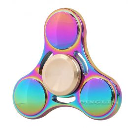 Fidget Spinner kovový hladký - antistresová hračka - duhový