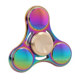 Fidget Spinner kovový hladký - antistresová hračka - duhový