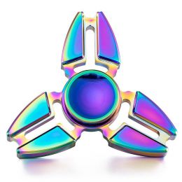 Fidget Spinner kovový trojúhelníkový - antistresová hračka - duhový - 1 ks