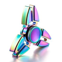 Fidget Spinner kovový trojúhelníkový - antistresová hračka - duhový