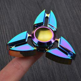 Fidget Spinner kovový trojúhelníkový - antistresová hračka - duhový