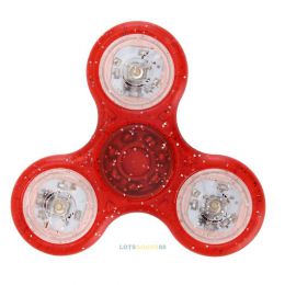 Fidget Spinner LED - antistresová hračka - třpytivý červený - 1 ks