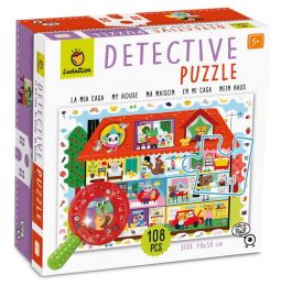 Detektivní puzzle s lupou Domeček