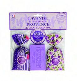 Le Chatelard Dárkový set sáčky s levandulí a levandulové mýdlo