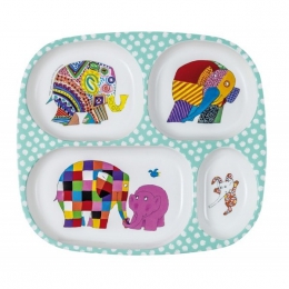 Dětský talíř s dělenými přihrádkami Slon Elmer a kamarádi - 0 ks