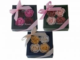 Mýdlové květy růže v dárkové krabičce, 4 ks - 1 ks
