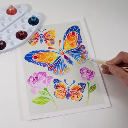 Akvarelové malování - Motýli a květiny