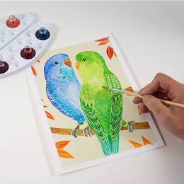 Akvarelové malování - Papoušci