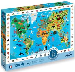Vyhledávací puzzle Mapa světa se zvířaty